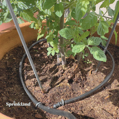 1/4" Dripline Emitter Tubing | 100 Ft Roll | Built-In Emitters Every 6 Inches | Includes Punch Tool & 1/4" Connector Fittings | 1/2 GPH Emitters