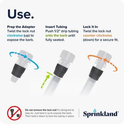 1/2" Drip Tube Adapter | 3/4" Faucet or Garden Hose | .600 ID x .700 OD | 3-Pack | Made in USA