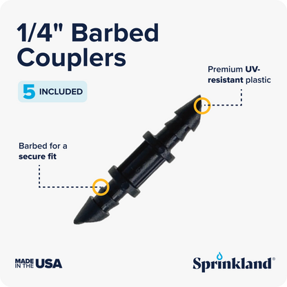 1/4" Dripline Emitter Tubing | 100 Ft Roll | Built-In Emitters Every 6 Inches | Includes Punch Tool & 1/4" Connector Fittings | 1/2 GPH Emitters
