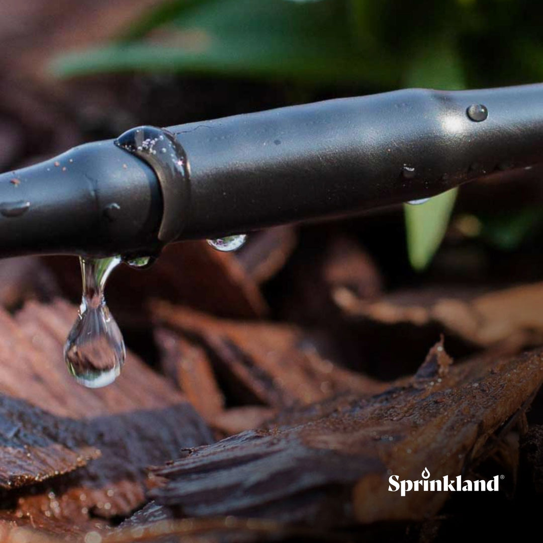 1/4" Dripline Emitter Tubing | 100 Ft Roll | Built-In Emitters Every 6 Inches | Includes Punch Tool & 1/4" Connector Fittings | 1/2 GPH Emitters