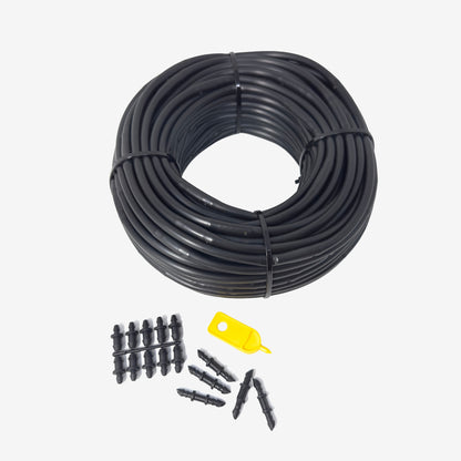 1/4" Dripline Emitter Tubing | 100 Ft Roll | Built-In Emitters Every 6 Inches | Includes Punch Tool & 1/4" Connector Fittings | 1/2 GPH Emitters