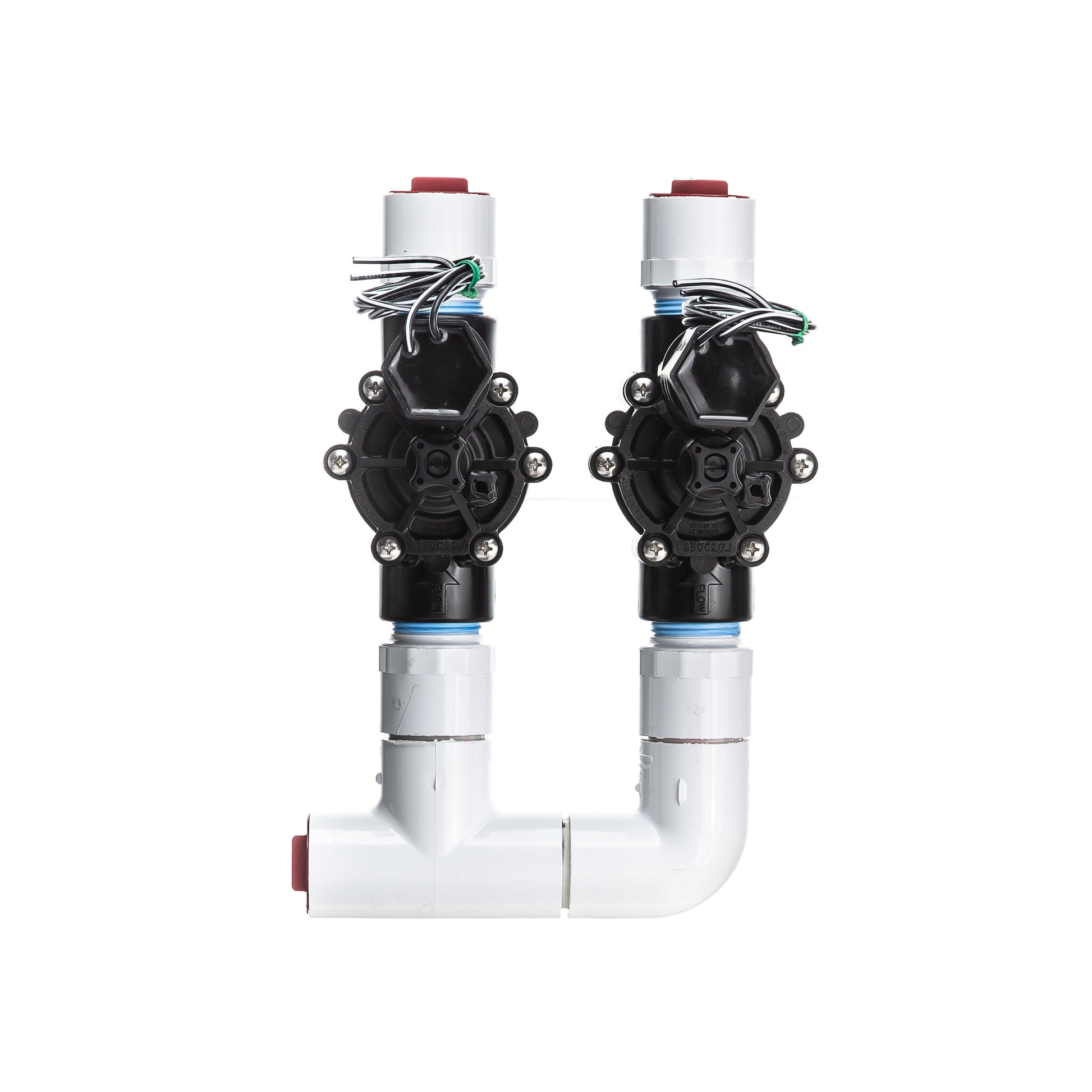 A top view of the 3-Zone Complete Manifold with Rain Bird® DVF Valves with included silicone filled wire nuts. 